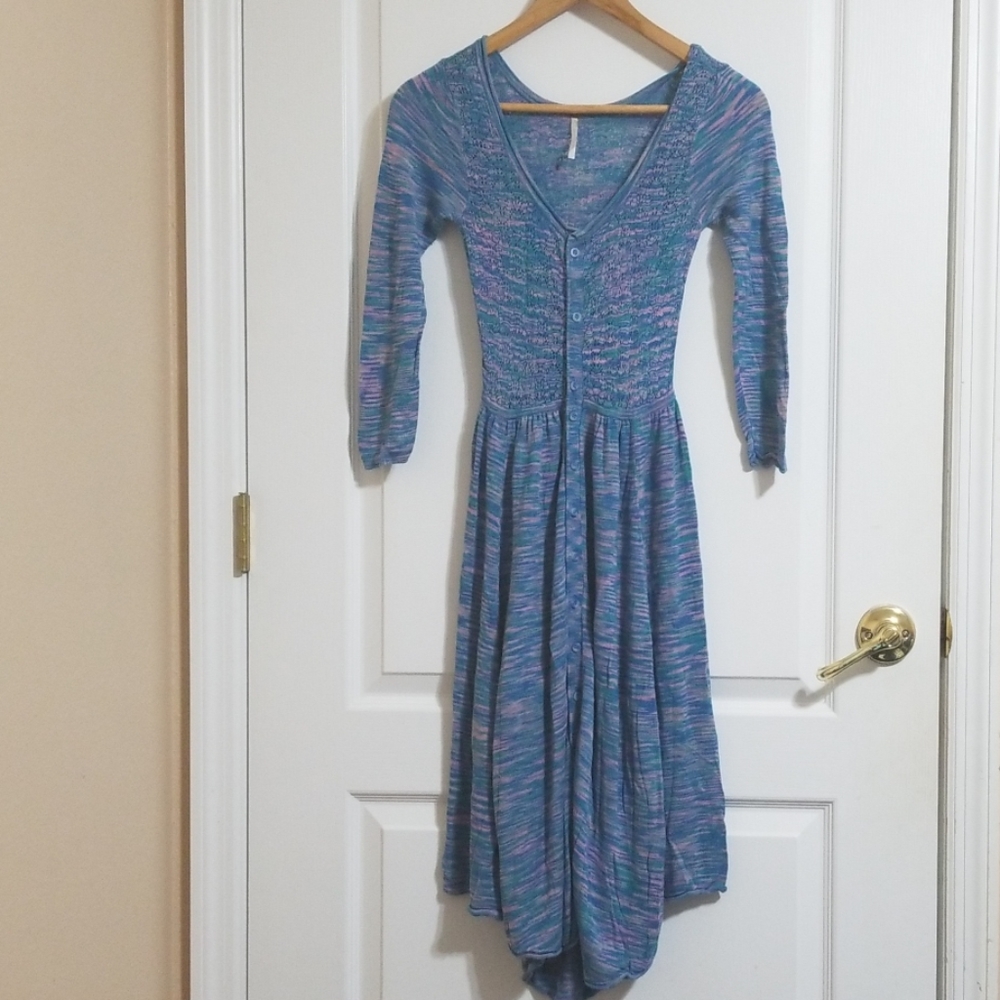 Free People Space Dyed Henley Sweater Dress XS
